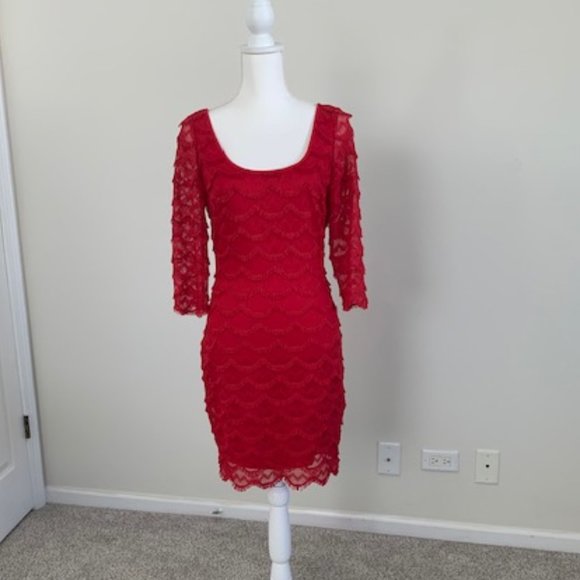Guess Red Fringe Dress - Picture 1 of 9